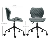 HOMCOM Office Computer Desk Chair, Swivel Task Chair no Arms, Fabric Study Chair with Adjustable Height and Rolling Wheels for Home Work, Grey(m-3)