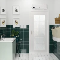 HOMCOM Calefactor Baño de Pared 1000W/2000W con Mando a Distancia Pantalla LED Temporizador 12H Termostato Blanco(m-7)