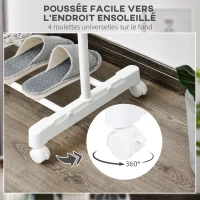 HOMCOM Portant à vêtements, penderie vêtement en acier avec support à chaussures et crochets latéraux, argent et blanc(m-6)