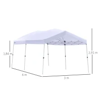 Outsunny Tonnelle barnum de jardin pop-up pliant 6L x 3l x 2,91H m hauteur réglable sac inclus acier époxy oxford haute densité 300D blanc(m-3)