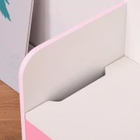 HOMCOM Kids Wooden Toy Box Children Storage Chest Bench Organiser Safety Hinge Bedroom Playroom Furniture Pink(m-9)