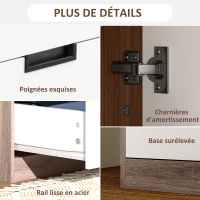 HOMCOM Armoire 2 portes, armoire moderne avec 3 tiroirs et tringle de suspension pour chambre à coucher, marron(m-5)