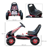HOMCOM Kids Children Pedal Go Kart Cart Air Inflatable Tyres Motor Racing Style Suitable for 3 to 8 Years(m-3)