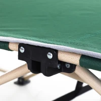 Outsunny Single Person Camping Bed Folding Cot Outdoor Patio Portable Military Sleeping Bed Travel Guest Leisure Fishing with Side Pocket and Carry Bag - Green(m-7)