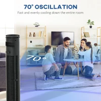 HOMCOM 30'' Freestanding Tower Fan, 3 Speed 3 Mode, 10h Timer, 70 Degree Oscillation, LED Light, 5M Remote Controller, Dark Grey(m-6)