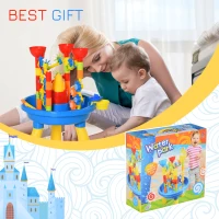 HOMCOM 30 Pcs Sand and Water Table Beach Toy Waterpark Activities Sand Pit Playset with Accessories Garden Sandbox(m-7)