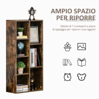 HOMCOM Mobile Libreria a 7 Cubi di Diverse Dimensioni in MDF, Arredamento Moderno Casa e Ufficio, 50x24x106cm, Marrone Rustico(m-4)