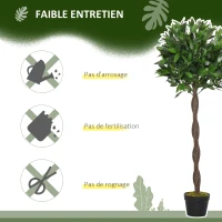 Outsunny Lauriers artificiels topiaires 1,20H m - Lot de 2 lauriers Boules artificiels - 741 Feuilles réalistes par Pied - Tronc Liane - Pot Inclus Noir Vert(m-6)