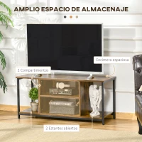 HOMCOM Mueble de TV para Televisores hasta 55 Pulgadas con 4 Compartimentos Estante Ajustable 110x40x50 cm Marrón Rústico(m-4)