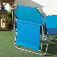 Outsunny Sun Lounger, with Adjustable Face Canopy - Bright Blue(m-7)