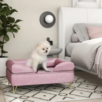PawHut Cat Sofa Pet Couch w/ Removable Backrest, Soft Cushion, Washable Cover, for Small and Medium Sized Dogs, Pink(m-10)