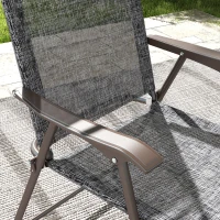 Outsunny Set of Two Folding Garden Chairs, with Fabric Mesh Seats - Grey(m-8)