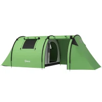 Outsunny Four Man Duo Room Tunnel Tent, with Accessories - Green(m-11)