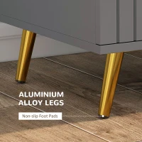 HOMCOM Three Drawer Embossed Line Dresser - Grey/Gold Tone(m-5)