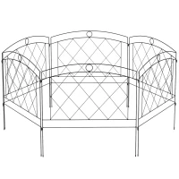 Outsunny Metal Decorative Outdoor Picket Fence Panels Set of 6, Black(m-11)