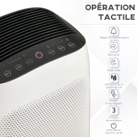 HOMCOM Purificateur d'air HEPA H11, Ioniseur, CADR 210m³/h mode veille silencieux minuterie 3 vitesses 42W - blanc(m-5)