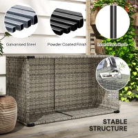 Outsunny 90 x 50cm Glass-Top Rattan Side Table - Dark Grey(m-6)