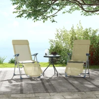 Outsunny Set of Two Sun Loungers, with Five-Position Adjustable Backs - Beige(m-8)