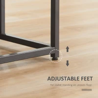 HOMCOM Side Table, Doule Layer End Table, Modern Coffee Table with Steel Frame and Adjustable Non-Slip Feet for Living room, Bedroom, Rustic Brown(m-6)