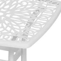Outsunny Cast Aluminium Bistro Table, Outdoor Square Side Table with Umbrella Hole, Garden Table for Balcony, White(m-8)