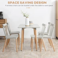 HOMCOM 5 Piece Dining Table Set with Beech Wood Legs, Space Saving Table and 4 Chairs for Small Kitchens, Grey(m-5)