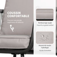 Outsunny Ensemble de jardin en résine tressée 3 pièces cadre en acier 2 fauteuils + table basse coussins inclus gris(m-5)