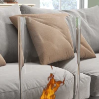 HOMCOM Cheminée au bioéthanol en acier et verre avec une capacité de 0,3 L et une capacité de chauffe 15 ㎡ 27 x 27 x 70 cm noir(m-7)
