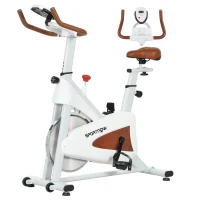 SPORTNOW Quiet Stationary Exercise Bike with Adjustable Resistance, Seat, White(m-11)