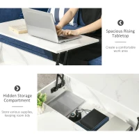 HOMCOM Modern Lifting Coffee Table with Hidden Compartment, Storage Coffee Table for Living Room, Faux Marble White(m-5)