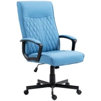 Vinsetto Silla de Escritorio Basculante Tapizado en PU con Respaldo Alto y Altura Ajustable Carga 120 kg 65x72x102-112,5 cm Azul(m-11)