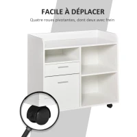 Vinsetto Support d'imprimante - Caisson d'organisation de Bureau Roulant - Dim. 80l x 40P x 72H cm en Bois Blanc(m-5)