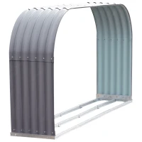 HOMCOM Stockage de bûches abri à bûches extérieur 212L x 40l x 111H cm surface sol 0,85 m² toit voûté acier galvanisé gris(m-5)
