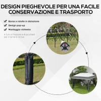 Outsunny Gazebo Pieghevole 3.6x3.6m con Prese d'Aria e Zanzariere, in Acciaio e Tessuto Oxford, Grigio(m-5)