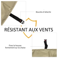 Outsunny Housse de Protection chaises de Jardin empilables bâche étanche 90L x 70l x 115H cm Oxford Haute densité 600D Beige café(m-6)