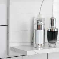 kleankin Miroir mural de salle de bain avec étagères de rangement - 4 étagères latérales + 1 étagère inférieure - MDF(m-7)