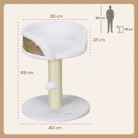 PawHut Cat Tree Tower with Scratching Posts, White(m-3)