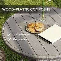 Outsunny 90cm Four-Person Wood-Effect Rattan Table - Grey(m-5)