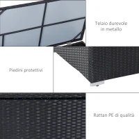 Outsunny Set da Giardino 6 Pezzi, 4 Poltrone con Cuscini e 2 Tavolini Contenitore in Rattan PE, Nero e Crema(m-7)