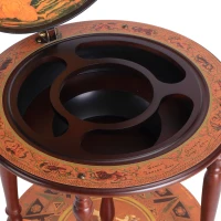 HOMCOM Globe Shaped Retro Style Mini Bar Drink Cabinet Movable Wine Alcohol Beverage Storage Trolley Glass Bottle Holder with Wheels 45cm(m-9)