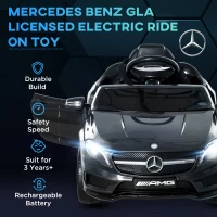 HOMCOM Mercedes Benz GLA Licensed 6V Kids Electric Ride On Car Toy with Remote Control Music Headlight for 3 Years Old Black(m-4)