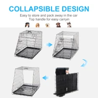 Pawhut Trapeze Collapsible Dog Pet Travel Box Cage Removable Tray 93 x 58 x 65cm(m-4)