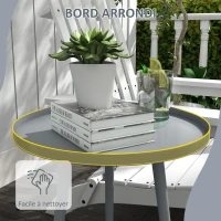 Outsunny Table basse de jardin ronde, table d'appoint extérieur avec bord rond en acier, dim. Ø40 x 50H cm gris(m-6)