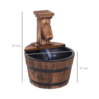 Outsunny Wood Barrel Patio Water Fountain Garden Decorative Ornament Water Feature with Electric Pump(m-3)
