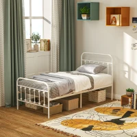 HOMCOM Single Minimalistic Metal Bed Frame - White(m-10)
