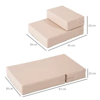 PawHut Escalier coussin 2 en 1 pour chien animaux déhoussable revêtement revêtement synthétique beige(m-3)