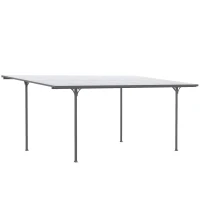 Outsunny Pergola rigide alu. polycarbonate pavillon de jardin abri de voiture 500 x 299 x 195/223 cm gris(m-10)