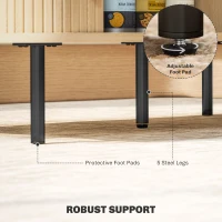 HOMCOM Coffee Table with Storage, Living Room Table with Slatted Tambour Sliding Doors and Foot Pads, Rectangular Coffee Table with Elevated Base for Living Room, Oak(m-7)