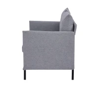 HOMCOM Sofá de 2 Plazas Tapizado en Lino Sintético con Cojines Acolchados Desenfundables Reposabrazos 130x67x76,5 cm Gris(m-8)