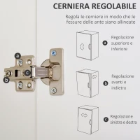 HOMCOM Armadio a Due Ante in Legno con 1 Ripiano, 1 Appendiabiti, 2 Cassetti con Maniglie Intagliate, Bianco 80x40x180cm(m-7)