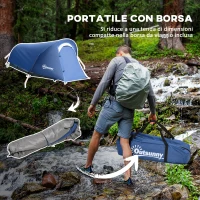 Outsunny Tenda da Campeggio in Poliestere e Tessuto Oxford con Gancio Interno e Finestre a Rete, 265x140x95 cm(m-6)